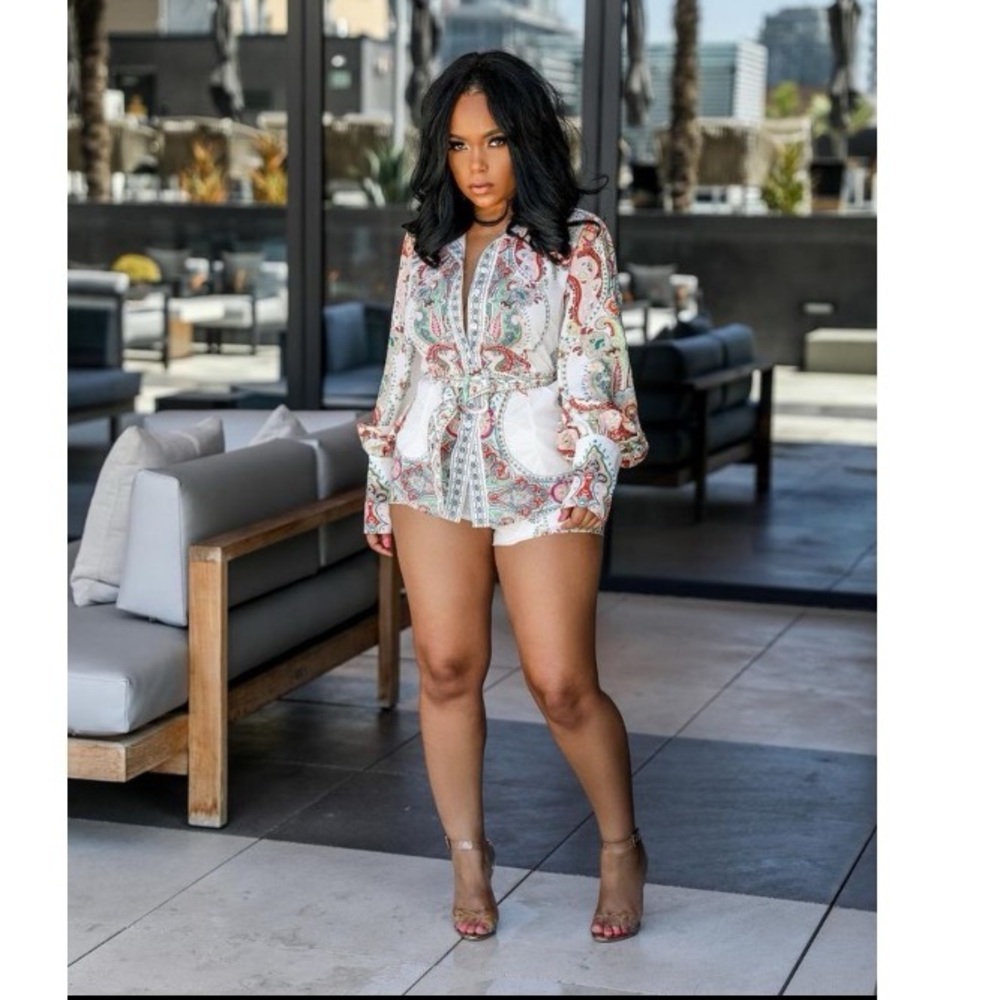 Nichole Lynel Paisley Print Shorts Set